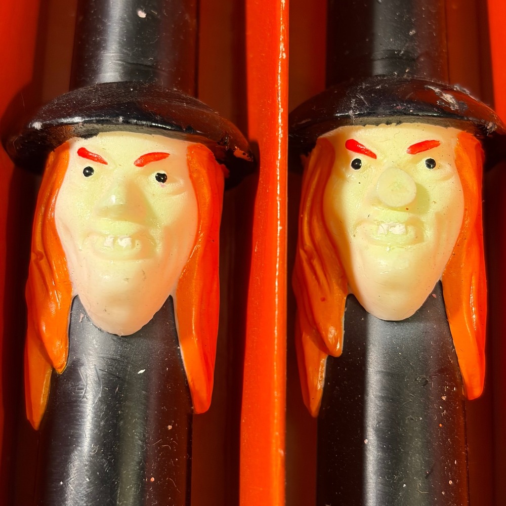 Vintage 1981 American Greetings Witch Taper Candles 12" Halloween 2 Pack HCA-9